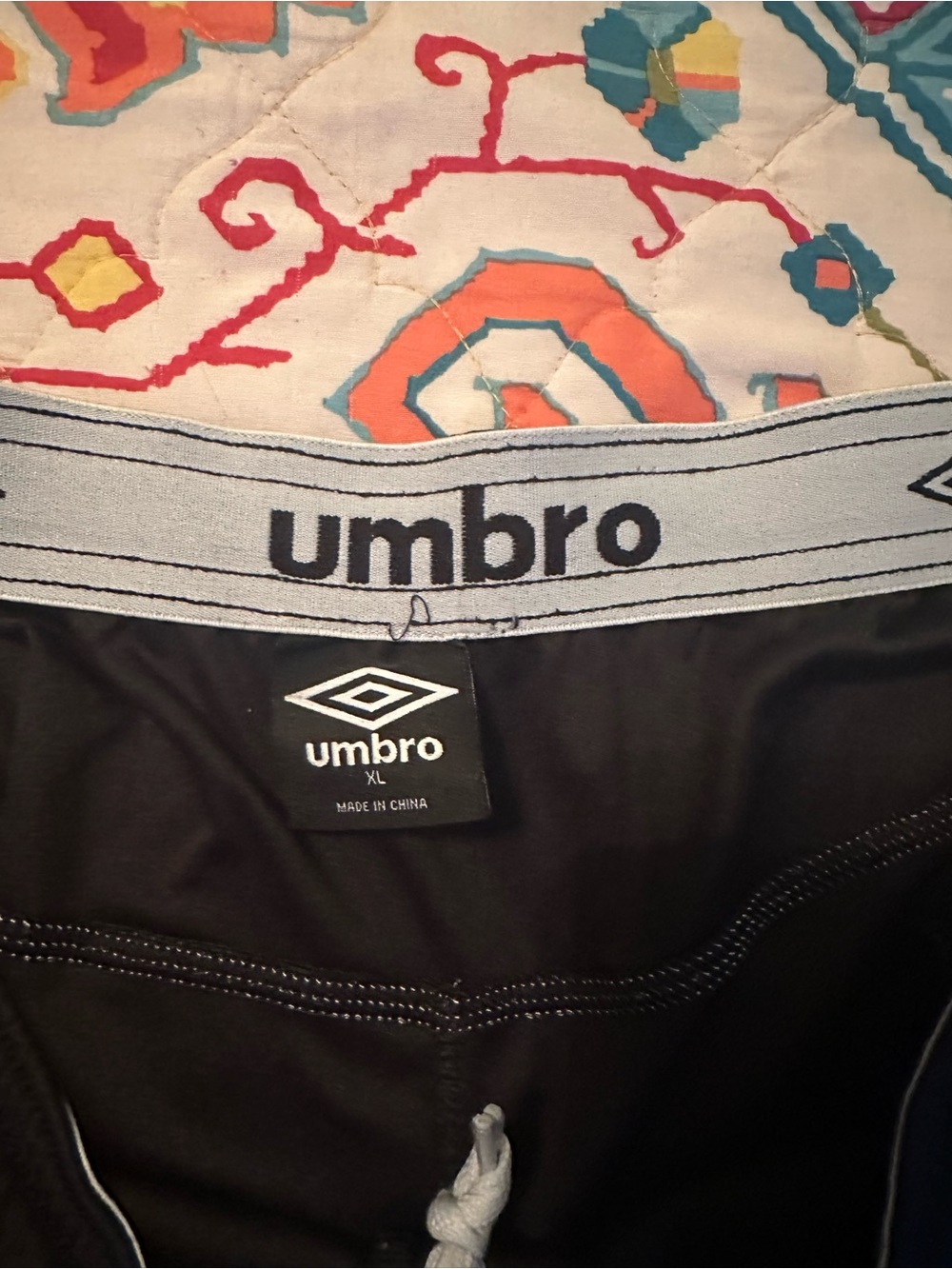 Umbro Black Shorts with Light Gray Elastic Waistband